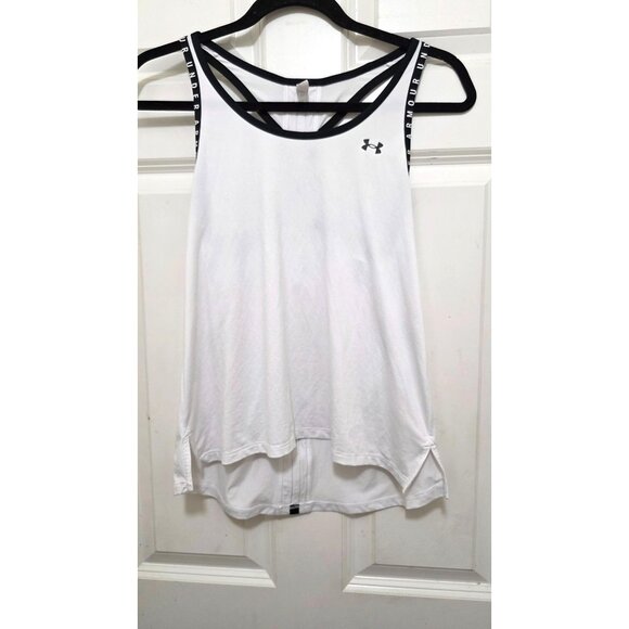 Under Armour Womens White Loose Fit Tank Top With Black Straps XS - Picture 2 of 5